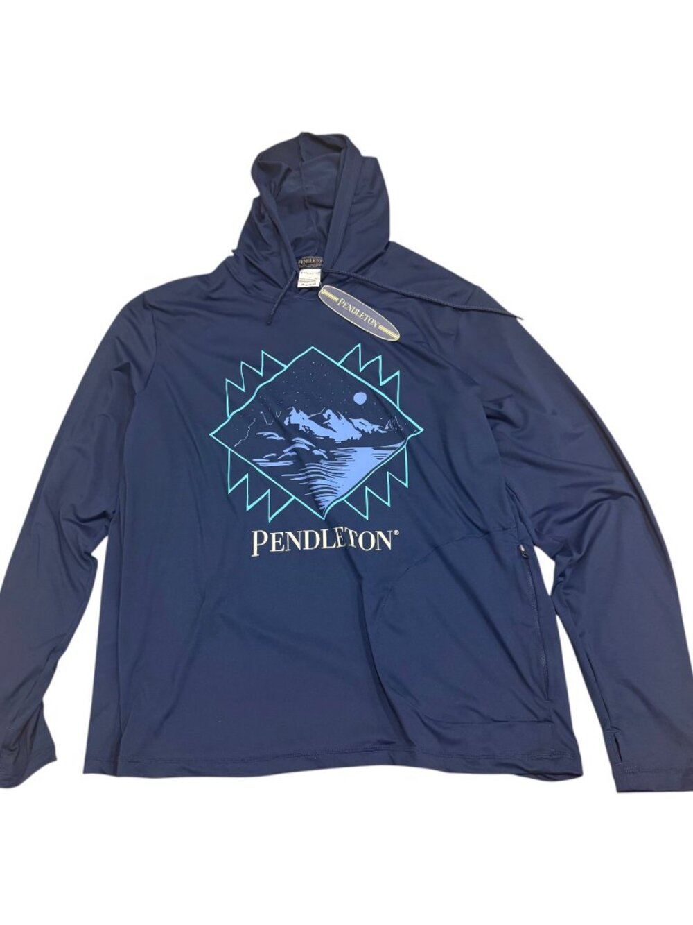 Pendleton XL Navy Long Sleeve Hoodie Polyester Spandex Blend